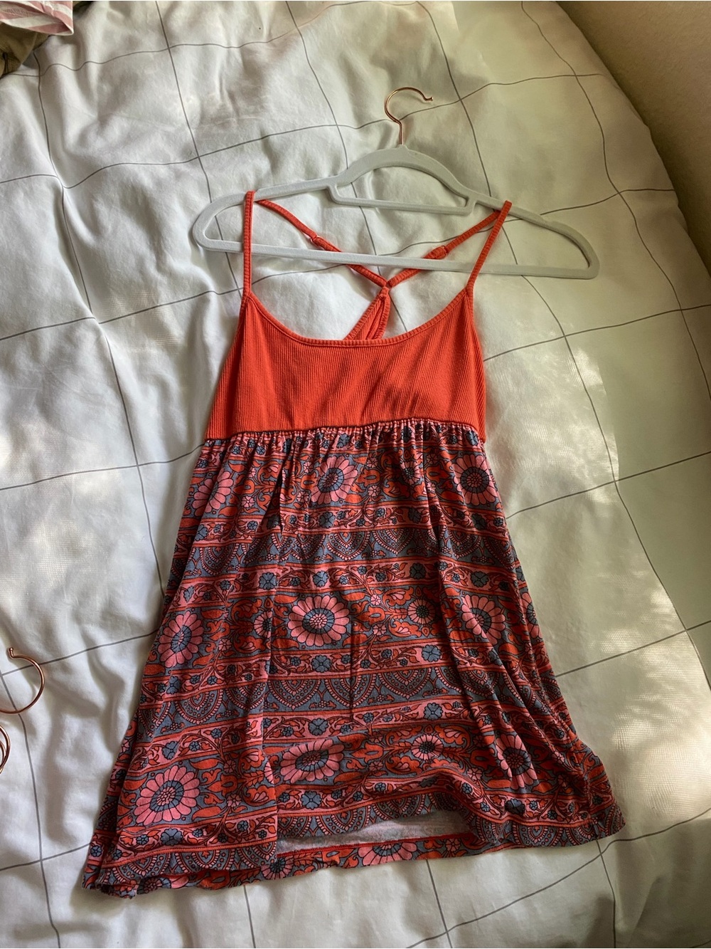 Free People Coral Floral Strappy Camisole Dress